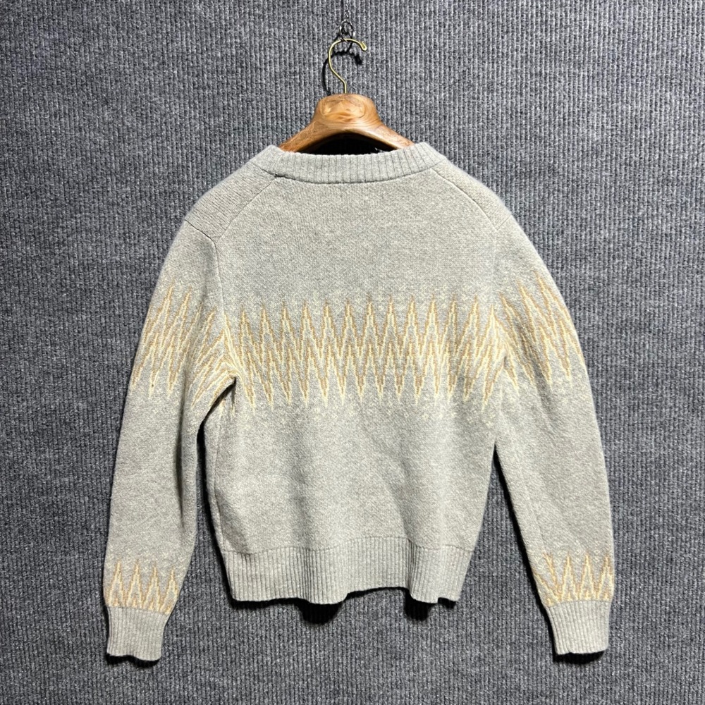 Patagonia Recycled Wool Sweater Women Large Grey Zig Zag Knit 51025 Crewneck - Picture 7 of 8